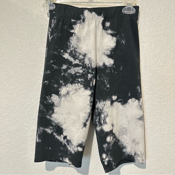 New Zara Tie Dye Stretch Bleach Design Gray Biker Shorts Medium 6050/406 - Picture 3 of 8